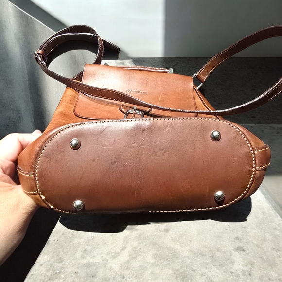 Dooney & Bourke Italy Made Leather Crossbody Bag Vintage Saddle Brown Satchel Pu - Picture 5 of 14